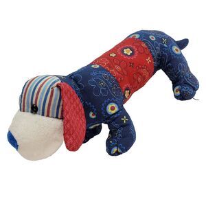 Paisley Patchwork Daschie Daschund Plush 16" Ganz Blue Red Floral puppy dog